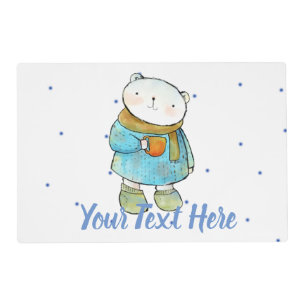 Coffee Loving Polar Bear Custom Placemat