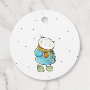 Coffee Loving Polar Bear Favor Tags