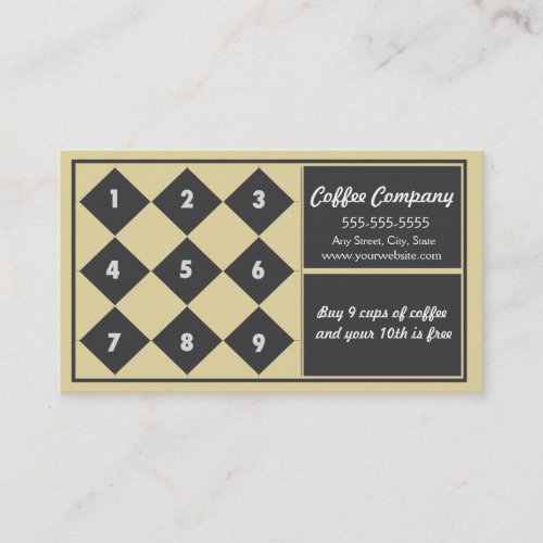 Coffee Loyalty Business Card Punch Card