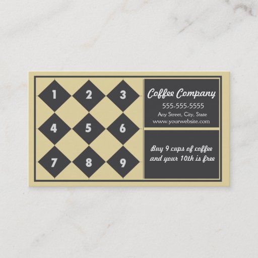 Customizable Coffee Loyalty Business Card Punch Card