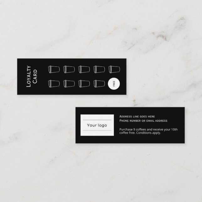 Coffee Loyalty Card, Clean and simple black (Front/Back)