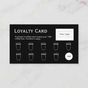 Coffee Loyalty Card, Clean and simple black Card