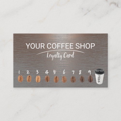 Coffee Loyalty Cards Modern Copper Metal Texture