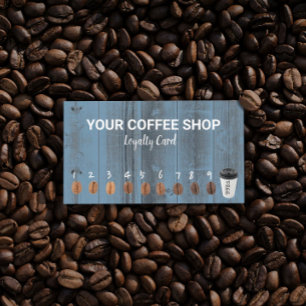Coffee Loyalty Cards Rustic Dusty Blue Barn Wood