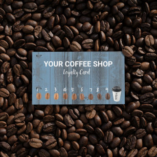 Coffee Loyalty Cards Rustic Dusty Blue Barn Wood