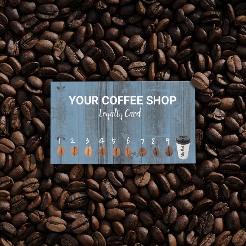 Coffee Loyalty Cards Rustic Dusty Blue Barn Wood