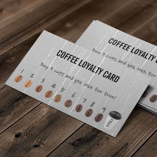 Coffee Loyalty Cards Vintage Silver Wood
