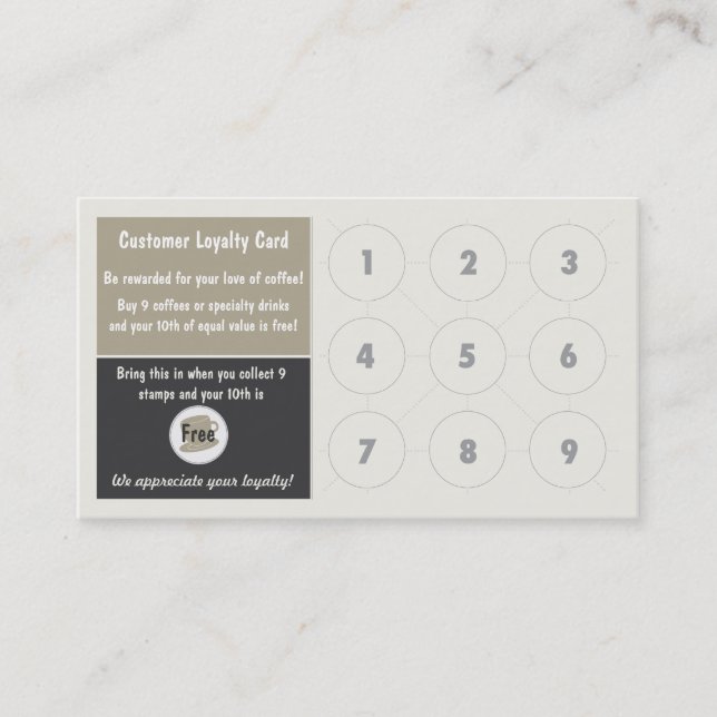 Coffee Loyalty Punch Card Business Card (Front)