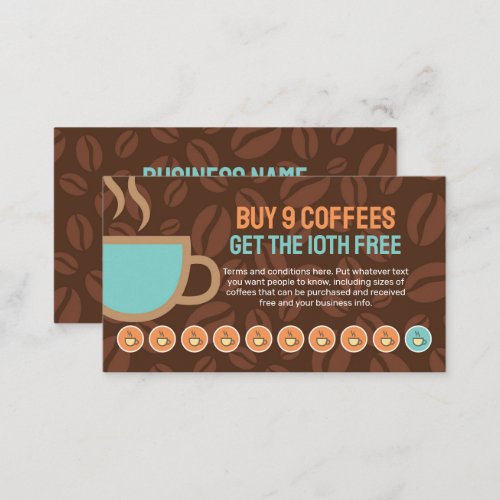 Coffee Loyalty Stamp or Punch Card _ Buy 9 Get 1