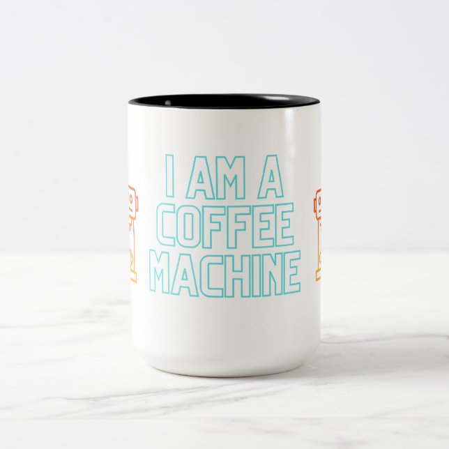 Coffee Machine Funny quotes Classic Mug, 11 oz Two-Tone Coffee Mug (Center)