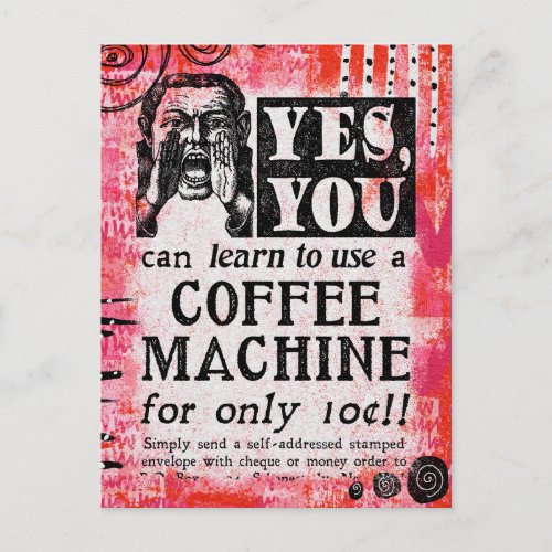 Coffee Machine _ Funny Vintage Ad Postcard