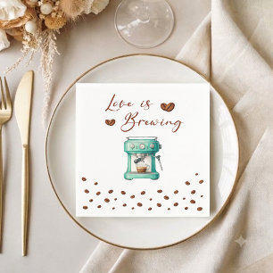 Coffee Machine Love is Brewing Bridal Shower Napkins