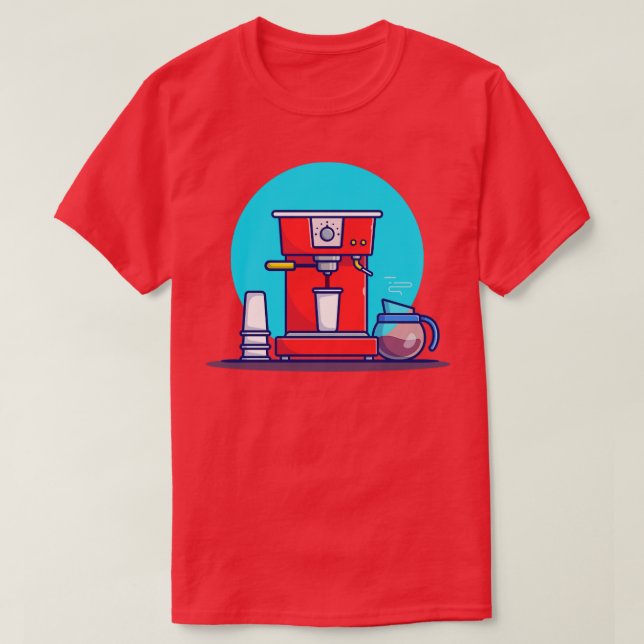 Coffee Machine Pod Cup And Coffee Pot T-Shirt (Design Front)