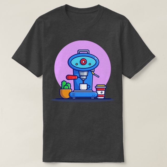Coffee Machine Pod Mug Cup And Cactus T-Shirt (Design Front)