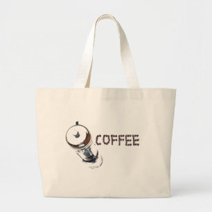 Coffee MagicEnjoy, 'first thing in the morning', ' Large Tote Bag