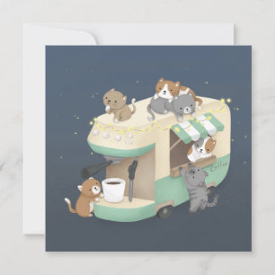 Coffee Maker Camper Cafe & Kittens Invitation