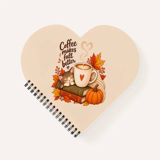 Notebook Z Coffee Makes Fall Better – Cozy Autumn Coffee Cat Notebook | Zazzle