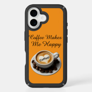 Coffee Makes Me Happy Cute iPhone 16 Case
