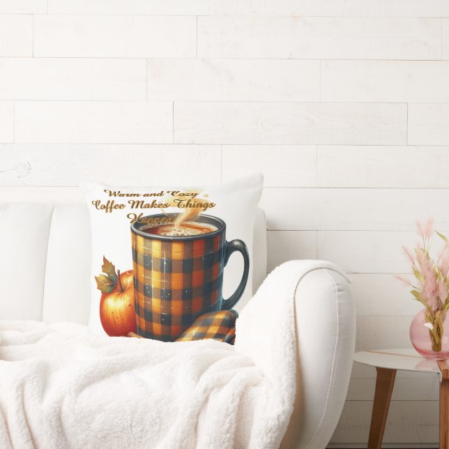 Coffee Makes Things Happen Throw Pillow (Couch)