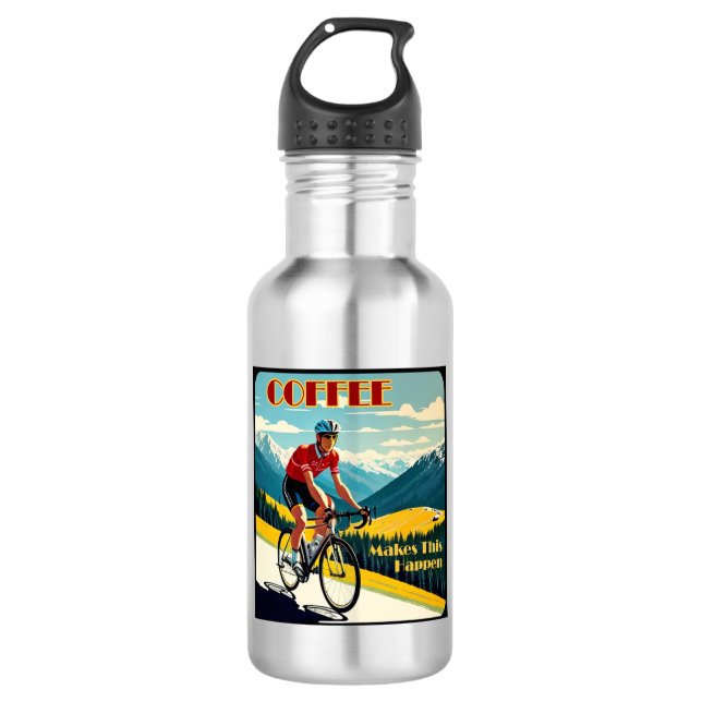 Coffee Makes This Happen Cycling Stainless Steel Water Bottle (Front)