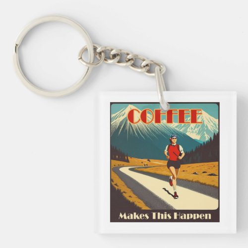 Coffee Makes This Happen Running Keychain