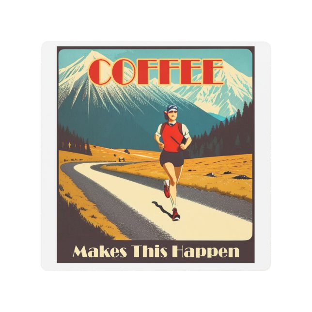 Coffee Makes This Happen Running Metal Print (Front)