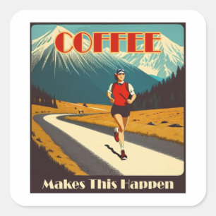Coffee Makes This Happen Running Square Sticker