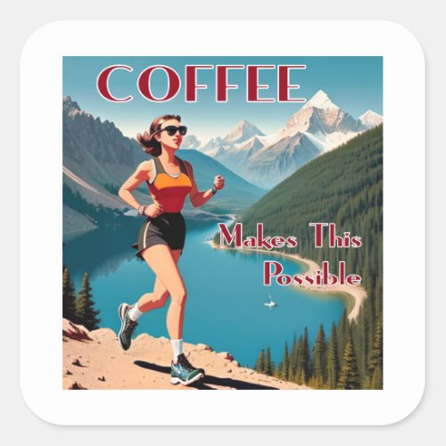 Coffee Makes This Possible Running Square Sticker