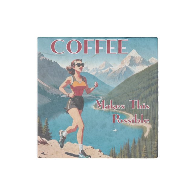 Coffee Makes This Possible Running Stone Magnet (Front)
