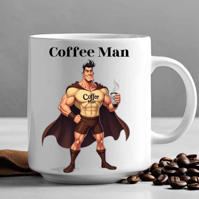 COFFEE MAN BREAK TIME Funny Novelty Office Gift Mug (Super Hero gifts for him Christmas birthday Father's Day  Veteran's Memorial office coworker Dad )