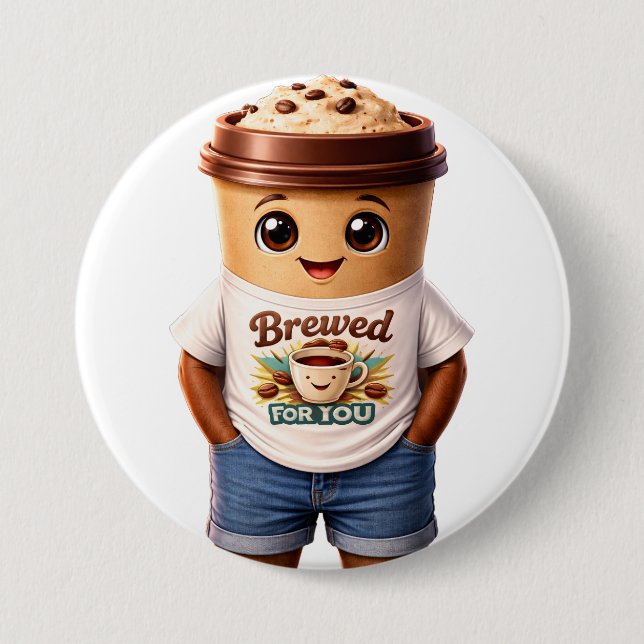Coffee Man – Fun Design for True Caffeine Kings Button (Front)