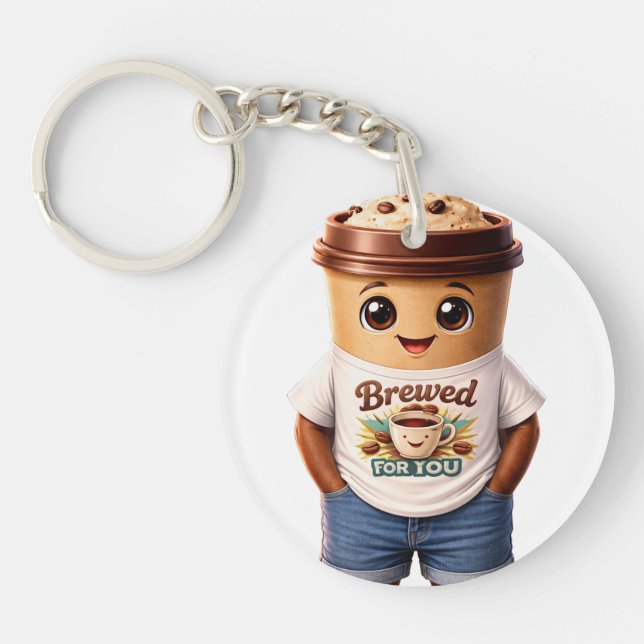Coffee Man – Fun Design for True Caffeine Kings Keychain (Front)
