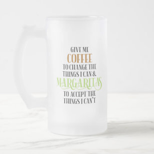 Coffee & Margarita Lover Funny Saying Frosted Glass Beer Mug