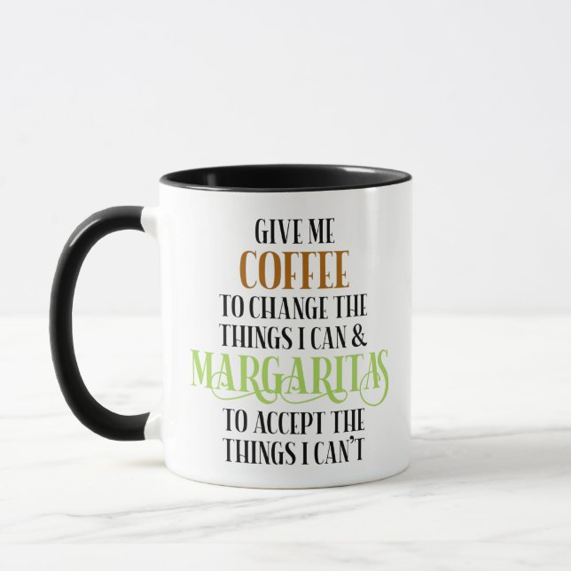 Coffee & Margarita Lover Funny Saying Mug (Left)