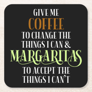Coffee & Margarita Lover Funny Saying Square Paper Coaster