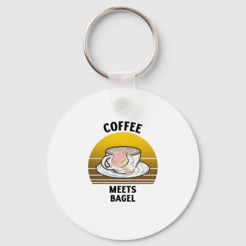 Coffee meets bagel Retro vintage sunset Keychain