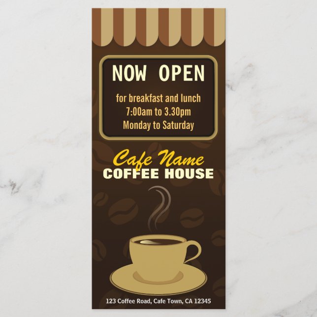 Coffee Menu Coffee Shop Coffee Cup Cafe Rack Cards (Front)