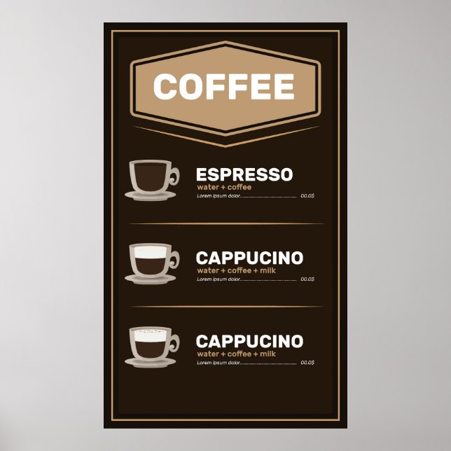 Coffee menu poster (Front)