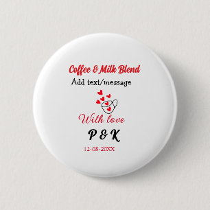 Coffee & milk blend love couple coffee red heart n button