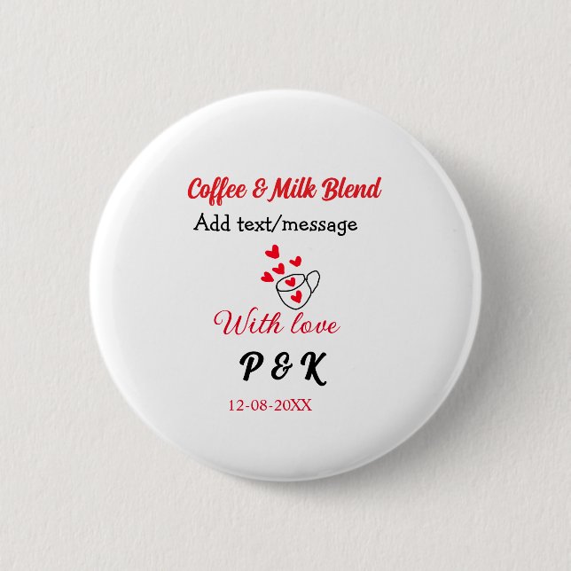 Coffee & milk blend love couple coffee red heart n button (Front)