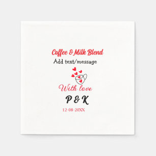Coffee & milk blend love couple coffee red heart n napkins