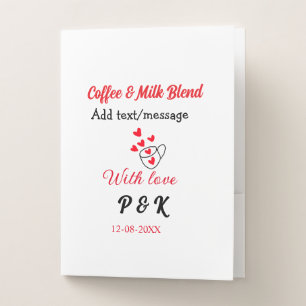Coffee & milk blend love couple coffee red heart n pocket folder