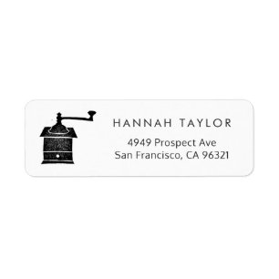 Coffee Mill Motif Return Address Label