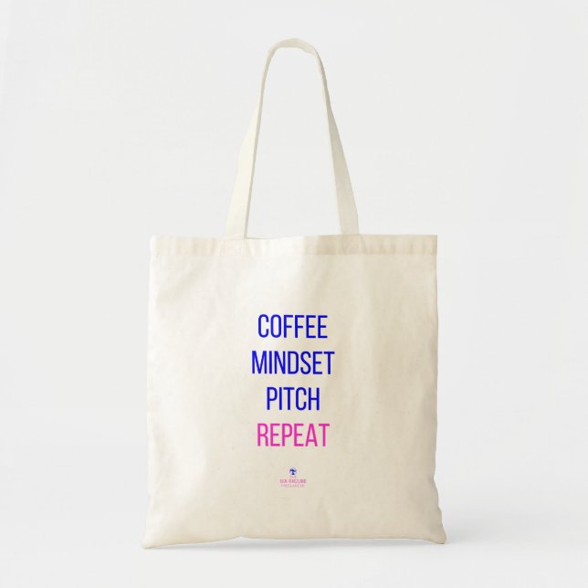 Coffee Mindset Pitch Repeat Tote Bag (Front)