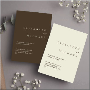 Coffee Minimalist Boho Elegant Script Wedding  Invitation