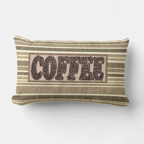 Coffee Minimalist Coffee Beans Earth Tone Lumbar Pillow