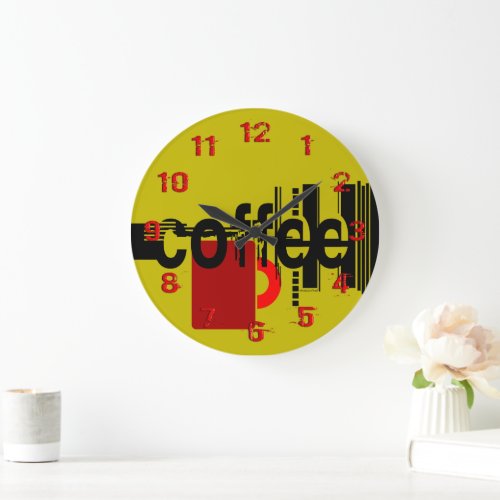 Coffee Minimalist Graphic Art Numbered Clock