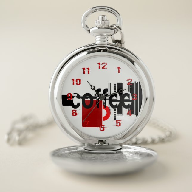 Coffee Minimalist Graphic Art Pocket Watch (Inside)