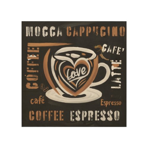 Coffee Mocca Cappucino Esspreso CafeLatte Wood Wall Art