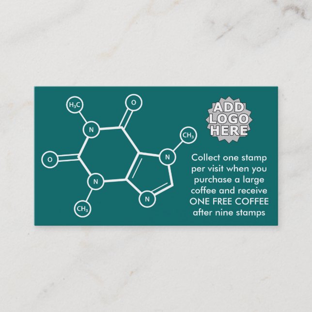 coffee molecule (color customizable) loyalty card (Front)